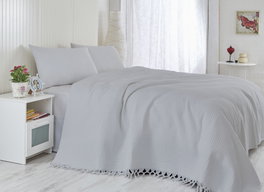 L'essentiel linge de maison Sábana doble de piqué Gris claro